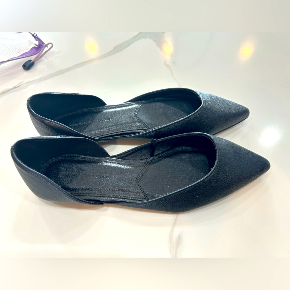 French Connection D’Orsay Black Leather Flats 7